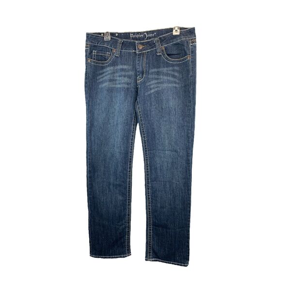 Friction Jeans Womens Junior Straight Leg Size 15 Denim Stretch Flap Pockets - Picture 2 of 9